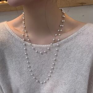 White Rhodium Pearl Necklace